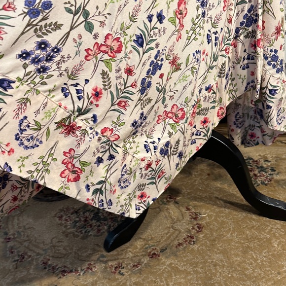 Angie Floral V-Neck Cap Sleeve Smocked Waist Maxi Dress Cottage Prairie Boho - Picture 4 of 9